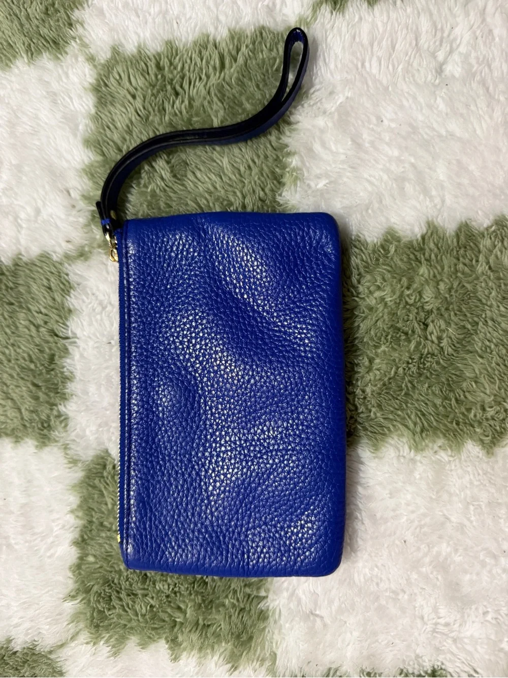 kate spade Electric Blue Pebbled Leather Wristlet Clutch